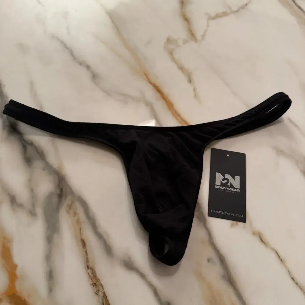NEW N2N Bodywear Mens Cotton Micro Thong Color Black Size Large